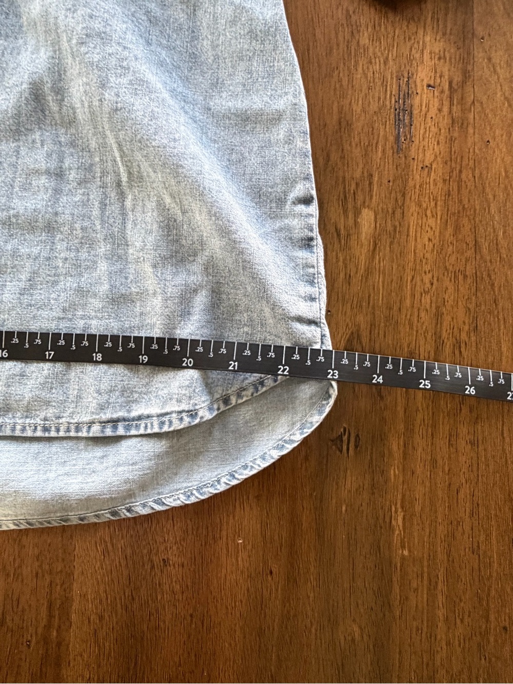 Jane and Delancey Light Blue Denim Pullover Blouse - Picture 3 of 6